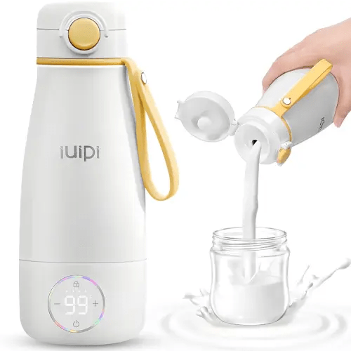 Portable Milk Warmer for Travel, 12oz Large Capacity Milk Warmer for Formula & Breastmilk, Fast Heating Milk Warmer on The Go wth Child Lock,Precise Temp Control