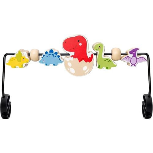 Baby Bouncer Toy Bar, Compatible with Baby Bjorn Bouncer Balance Soft & Bliss, Rotatable Wooden Toy Bar Attachment,Sensory Toy Gifts for Babies All Age (Colorful Dinosaurs)