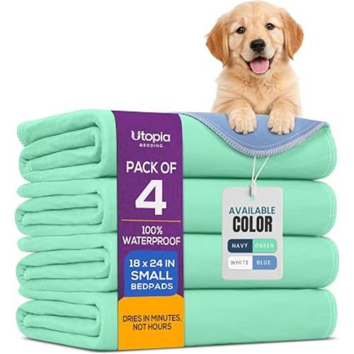 4 Pack Washable Pee Pads for Dogs 18" x 24", Waterproof Dog Training Pads