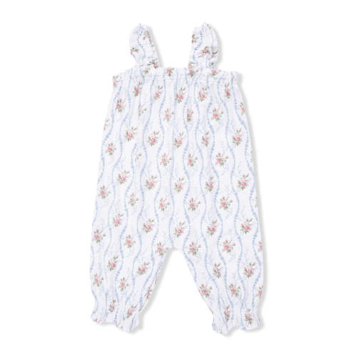 Ruffly Strap Overall, Heirloom Rose Stripe
