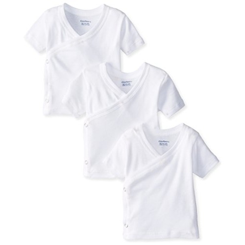 Gerber Unisex-Baby Newborn 3 Pack Short Sleeve Side Snap Shirt