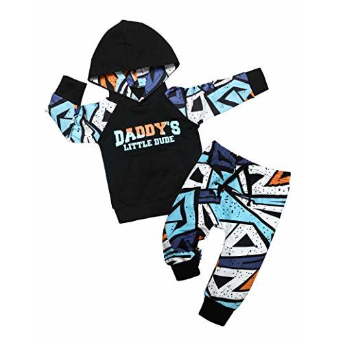 Von kilizo Toddler Baby Boy Clothes Fall Outfits Cute FashionsHoodie Sweatsuit Top+Tie-Dye Pants 2PCS Set