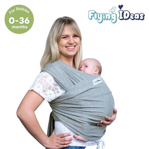 Flying Ideas Baby Wrap Carrier, Breathable and Ergonomic Baby Sling, Gray