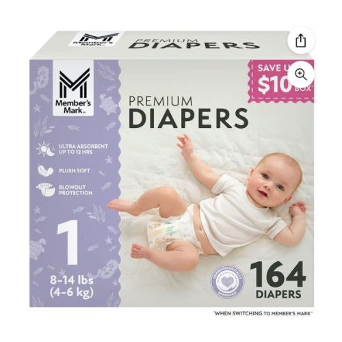 Member's Mark Premium Baby Diapers, Sizes Newborn - 8 - Samsclub.com