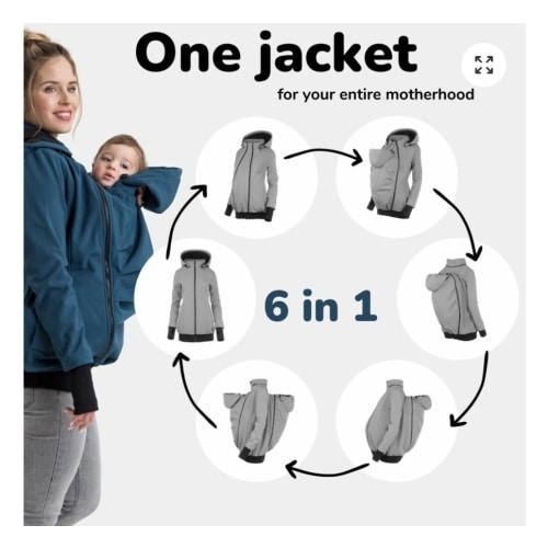 PETROL - Babywearing softshell jacket EVEREST FRONT/BACK | Fun2BeMum