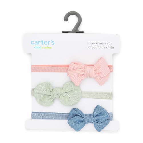 Carter's Child of Mine Baby Girl Bow Head Wrap, 3-Pack