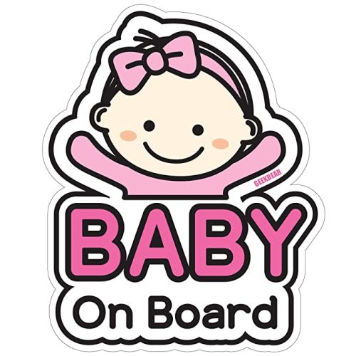 GEEKBEAR Baby on Board Signs for Car, Reflective Sticker (Basic Girl)