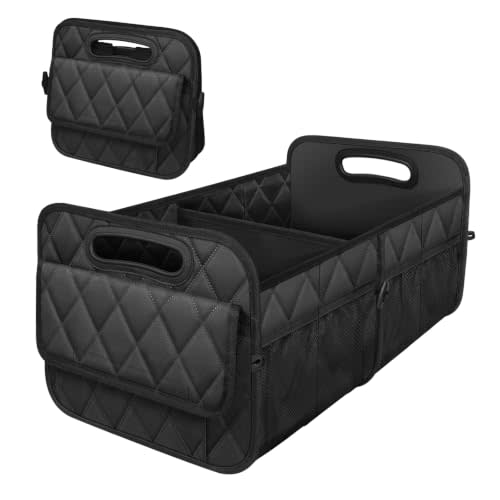 Deosk Car Trunk Organizer for SUV, Car Organizers and Storage with Reinforced Handles, Car Accessories for Women/Men 50LWaterproof Polyester Trunk Organizer, Black