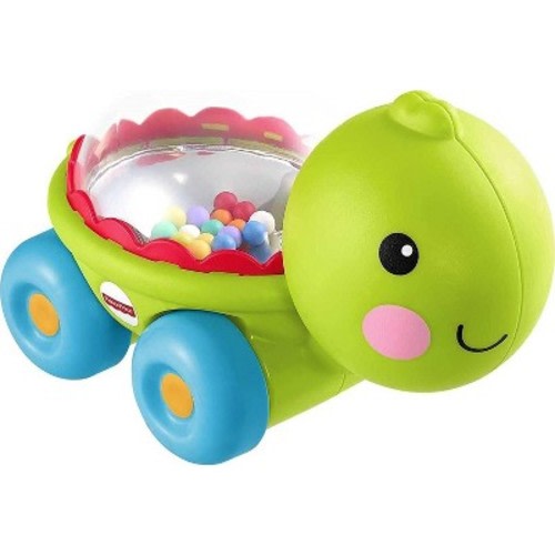 Fisher-Price Baby Crawling Toy Poppity Pop Turtle Push-Along Vehicle with Ball Popping Sounds for Infants Ages 6+ Months
