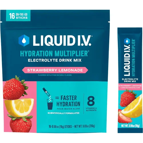 Liquid I.V.® Hydration Multiplier® - Strawberry Lemonade - Hydration Powder Packets | Electrolyte Powder Drink Mix | Convenient Single-Serving Sticks | Non-GMO | 1 Pack (16 Servings)