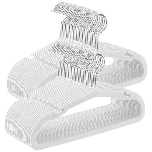 SONGMICS Baby Hangers 50 Pack, 11 x 6.9 Inches, Non-Slip Velvet Kids Hangers for Closet, Space-Saving, Wide Shoulder Notches, Cloud White UCRF037W01