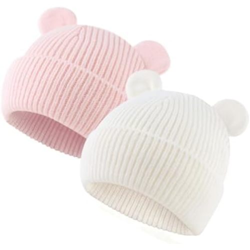 Bear Baby Beanie Knitted Baby Winter Hat Infant Toddler Boys Girls Beanie with Cotton Lining