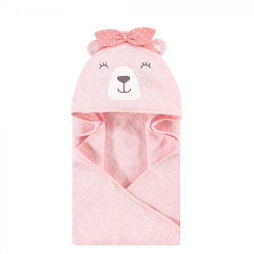 Hudson Baby Infant Girl Cotton Animal Face Hooded Towel, Bear Girl, One Size