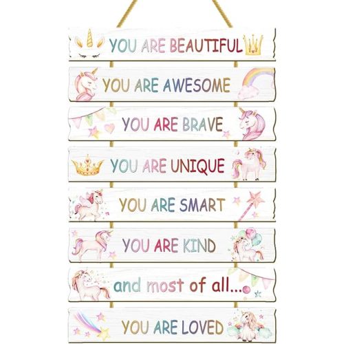 Rutiyoka Unicorn Wall Art for Girls' Bedroom - Inspirational Decor for Kids' Room & Nursery
