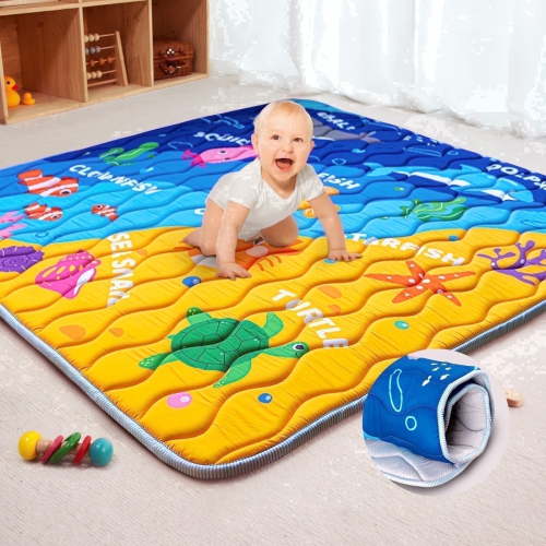 Beavtaens Baby Play Mat, 50"x50"x1", Thick Cushioning Foam, Non-Slip, Foldable and Machine Washable, Odor-Free, for Playpens and Baby Crawling