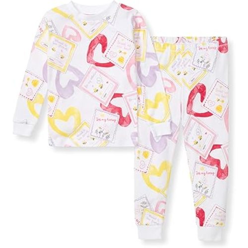 Burt's Bees Baby Girls' Pajamas, 2-Piece Long Sleeve Tee and Pants Organic Cotton PJ Set