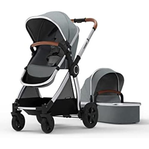 Mompush Ultimate 2 Baby Stroller for Infant and Toddler with Newborn Mode and Reversible Seat, All-Terrain Stroller with All-Wheel Suspension, Includes Car Seat Adapter and Large Storage Basket