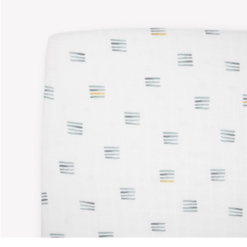 Little Unicorn Premium Crib Sheet | Breathable & Super-Soft Muslin Fabric (Blue Stacks)