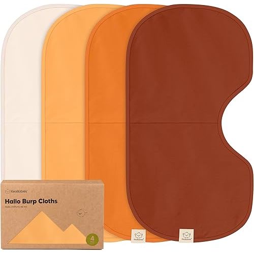 KeaBabies 4-Pack Baby Burp Cloths Baby Girl, Boy, Organic Cotton (Sahara)
