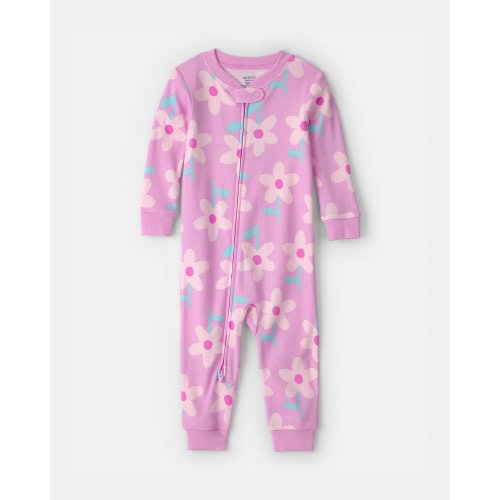 18 Months, Baby Girl Floral 100% Cotton Snug Fit 1-Piece Pajama - Purple | Carter's