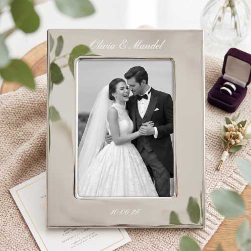 Personalized Wedding Picture Frame, Engraved Silver Photo Frame, Custom Wedding Gift for Couple, Bride and Groom Keepsake