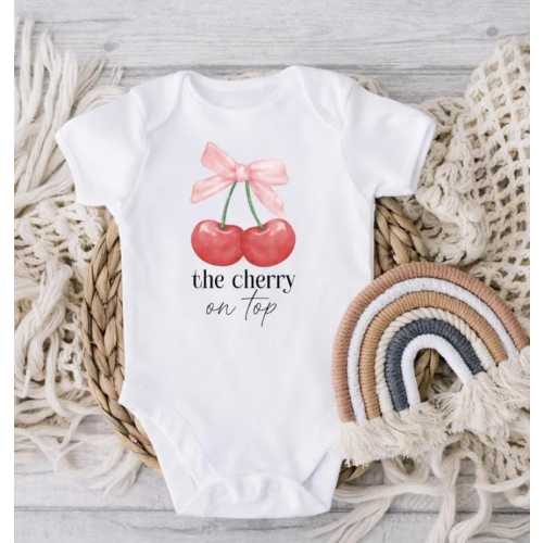 Cherry baby bodysuit, cherry on top baby gift, baby shower gift