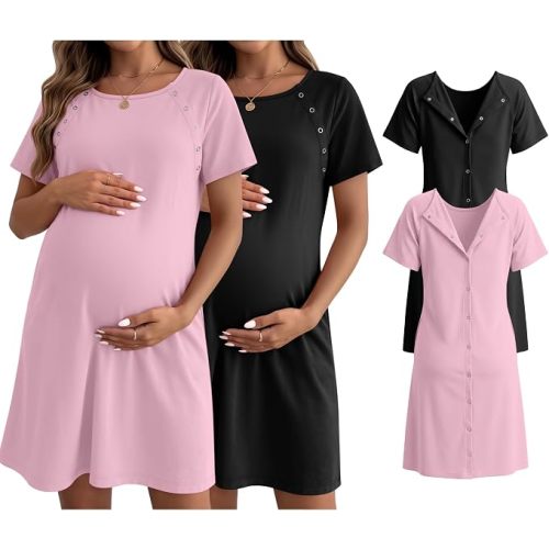 Huukeay 2 Pack Labor and Delivery Hospital Gown