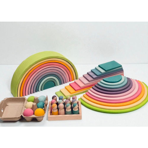 Wooden Pastel Stacker Bundle| Montessori Waldorf Open-Ended Play