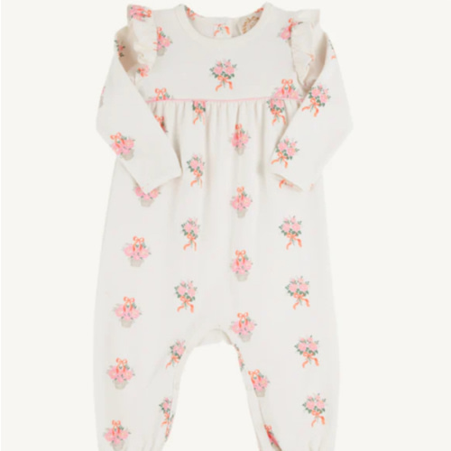 Leigh Ann Angel Sleeve Romper - Nonesuch Stems with Sandpearl Pink
