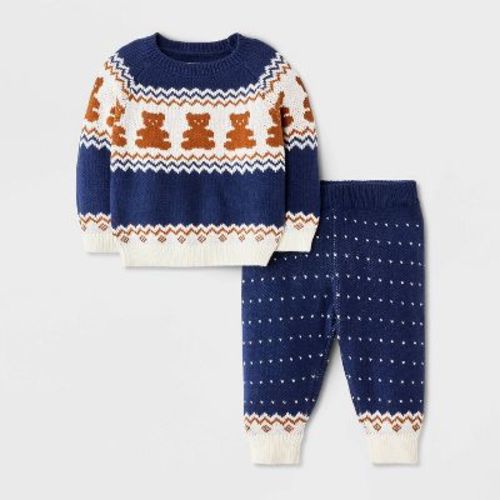 Baby Boys' Holiday Bearisle Sweater Set - Cloud Island™ Blue 0-3M
