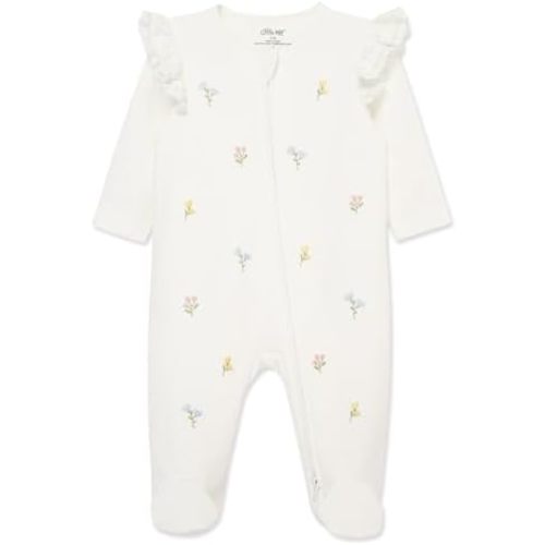 Little Me Clothes for Baby Girls' 100% Cotton Scratch-Free Tag Footie Sleeper, Preemie to 9 Months