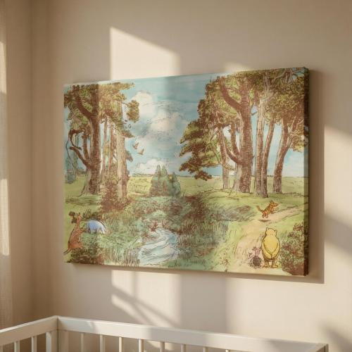 Classic Winnie the Pooh Canvas Wall Art, Hundred Acre Wood Nursery Decor, Piglet Eeyore Tigger Storybook Print,Baby Shower Gift,Matte Canvas