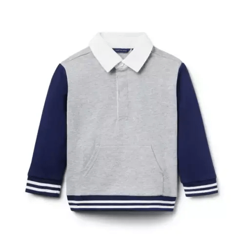 Boy Classic Grey Heather The Rugby Sweatshirt by Janie and Jack