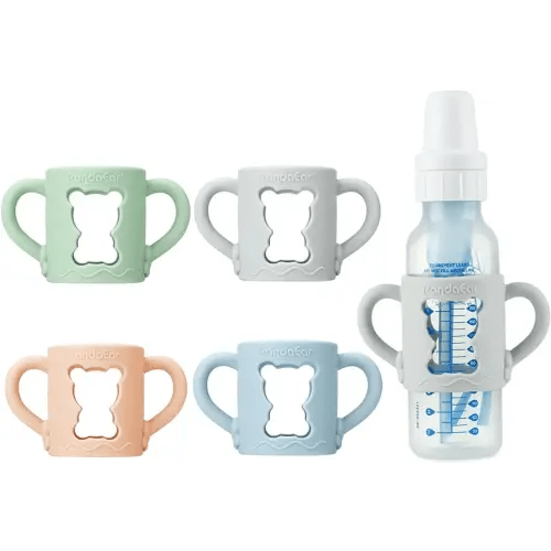 PandaEar 4 Pack Silicone Baby Bottle Handles Compatible with Dr Brown 8 oz/250 ml Narrow Baby Bottles, Baby Feeding Bottle Holder Grips