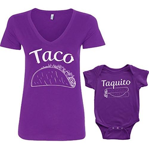 Threadrock Taco & Taquito Infant Bodysuit & Women's V-Neck T-Shirt Set