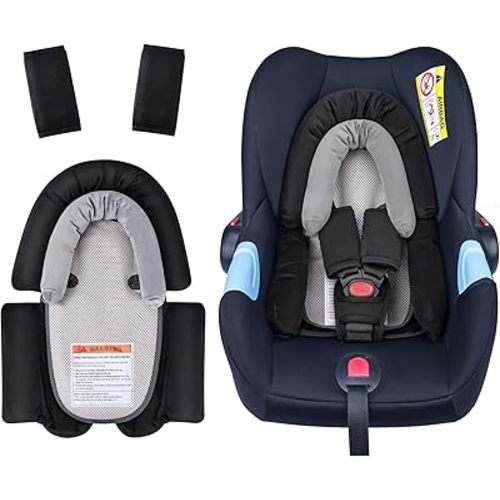 COOLBEBE Upgraded 3-in-1 Baby Body Support & Strap Covers Set for Newborn Infant - Extra Soft Car Seat Insert Cushion Pad, Perfect for Car Seats, Strollers, Swing, Black