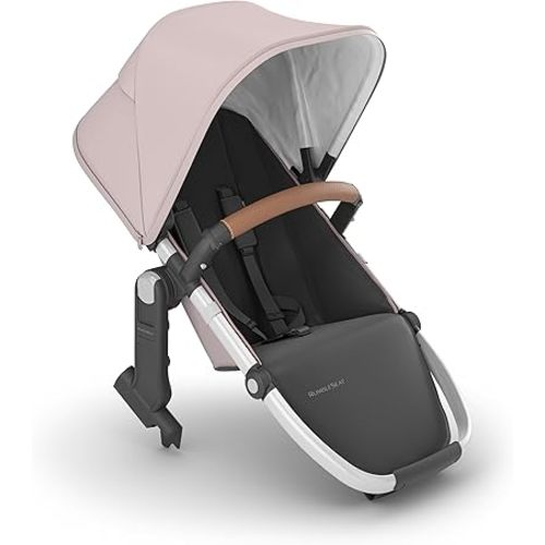 UPPAbaby RumbleSeat V2+ Second Lower Seat/Compatible with Vista V2 and Vista V3 / Adapters, Bumper Bar, Bug Shield Included/Alice (Dusty Pink/Silver Frame/Saddle Leather)