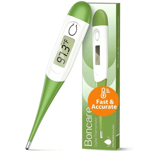 Boncare 10 Seconds Oral Thermometer for Adults and Kids - Accurate & Safe Rectal Thermometer for Baby with Fever Alarm, Digital Thermometer (Green)