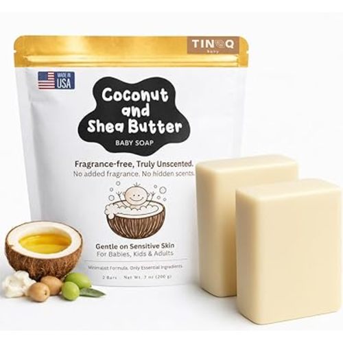 Fragrance Free Baby Bar Soap for Sensitive Skin | Unscented Natural soap bar for toddlers kids adults with gentle skin | Organic ING | Made in USA | 2 Bars (3.5 oz Each)