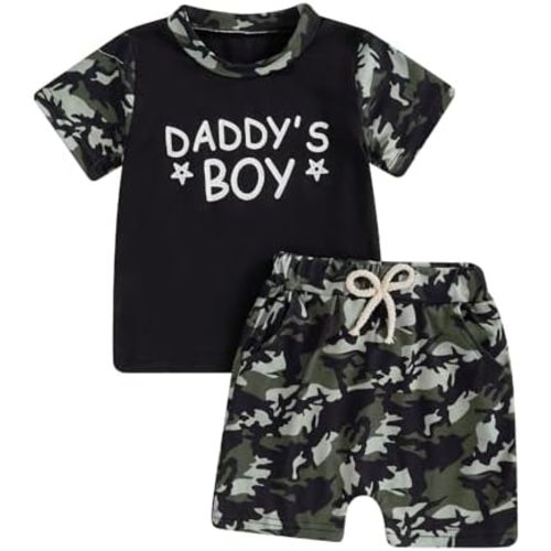 Bonangber Toddler Baby Boy Summer Clothes Mamas Boy/Daddys Boy Short Sleeve T-Shirt Casual Shorts Set Boys Summer Outfits