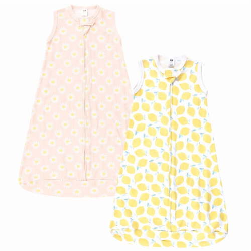 Hudson Baby Infant Girl Cotton Long-Sleeve Wearable Sleeping Bag, Sack, Blanket, Lemon Daisy Sleeveless, 3-9 Months
