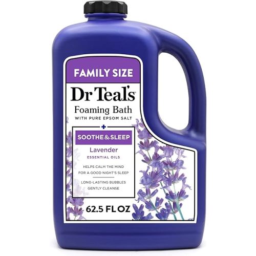 Dr Teal's Foaming Bath with Pure Epsom Salt, Soothe & Sleep with Lavender, 62.5 fl oz