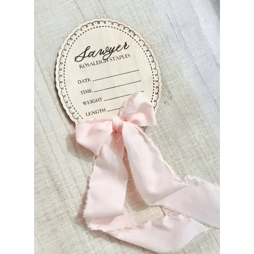 Wooden Trim Newborn Baby Birth Stat Sign — localsister.com