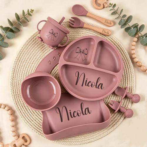 Personalized Silicone Weaning Set,Baby Feeding Set With Name,Weaning Set For Toddler Baby Kids,Custom Baby Plate,Baby Shower Gift,Baby Gift