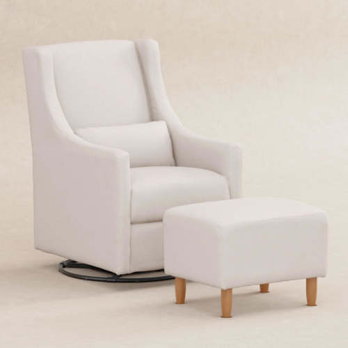 Babyletto Toco Swivel Glider and Ottoman in Eco-Performance Fabric | Water Repellent & Stain Resistant