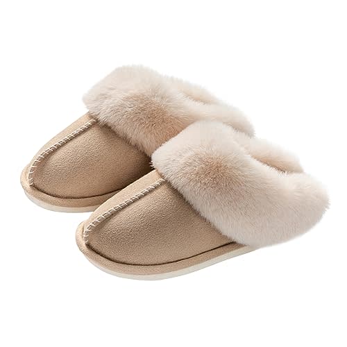 Womens Slippers with Fluffy Fur Soft Memory Foam House Shoes, Christmas Gifts Christmas Slippers for Women Mom Grandma
