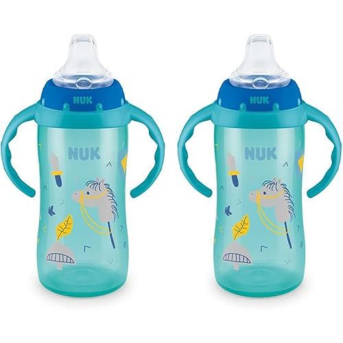 NUK Learner Cup, 10 oz, 2 Pack, 8+ Months﻿ – BPA Free, Spill Proof Sippy Cup
