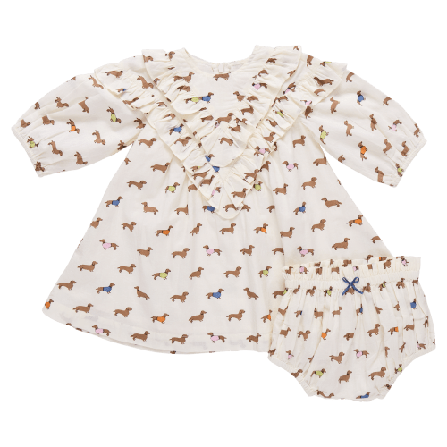 Baby Girls Everly Dress Set - Dachsunds In Sweaters – Pink Chicken