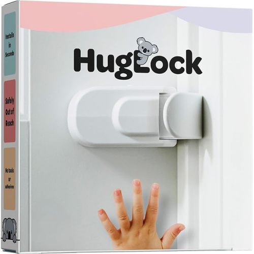 Huglock - The Snap-On Door Lock Kids Can't Reach or Defeat - No Tools or Adhesives Required - Works With Door Knob, Lever or Handle - Childproof Safety Locks are Toddler, Baby and Child Proof (1 Pack)