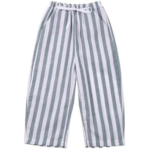Boys Striped Pants Toddler Baby Linen Harem Pants Soft Comfortable Stretchy Drawstring Elastic Waisted Trousers